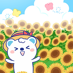 ヒマワリと麦わら帽子うえたん