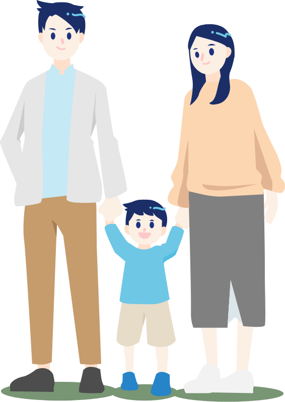 手を繋いだ家族